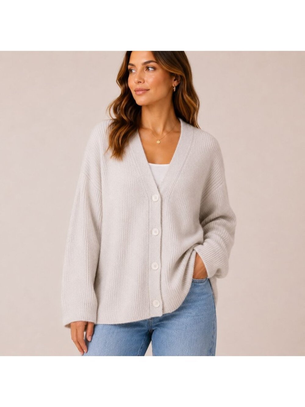 Sunday Citizen Womens XL Cardigan Sweater Cream Soft Cozy Knit Lounge